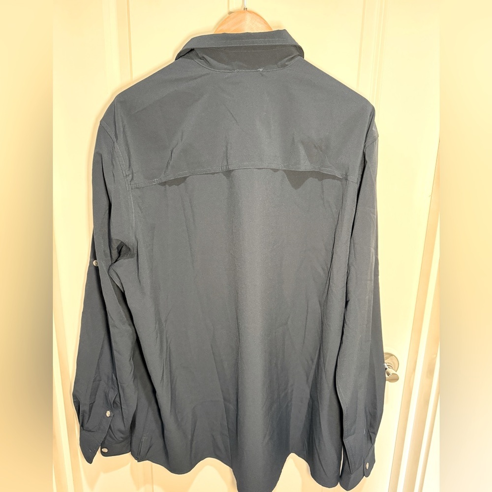 EDDIE BAUER - Men’s 2XL Long Sleeve Button Down Polygiene BioStatic in Navy NWT - Picture 2 of 12